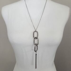 Silver Link Drop Pendant Necklace - Women Jewelry